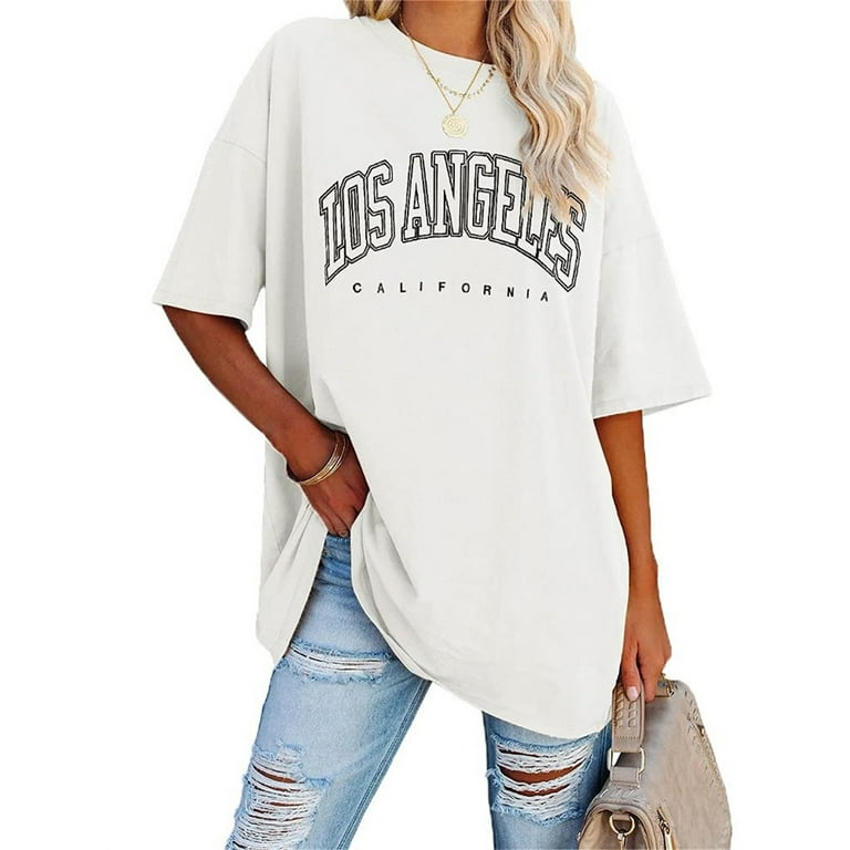 Langwyqu Womens Oversized T Shirts Half Sleeve Summer Loose Casual