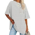 thumbnail image 1 of Langwyqu Womens Oversized Tees Half Sleeve Color Block Loose T Shirts, 1 of 3