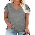 thumbnail image 1 of Langwyqu Womens Plus Size T Shirts Casual Loose Solid Color Tee, 1 of 5