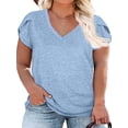 thumbnail image 1 of Langwyqu Womens Plus Size T Shirts Casual Loose Solid Color Tee, 1 of 5