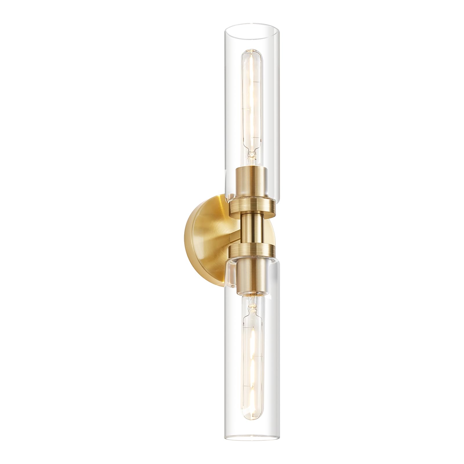 Lanhall 2-Light Brushed Brass Gold Bathroom Light Fixtures Over Mirror ...