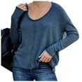 thumbnail image 1 of EQWLJWE Fashion Womens Solid Color Long Sleeve V Neck Tee Casual Popular Blouse Tops Sweaters For Women;Womens Sweaters, 1 of 3