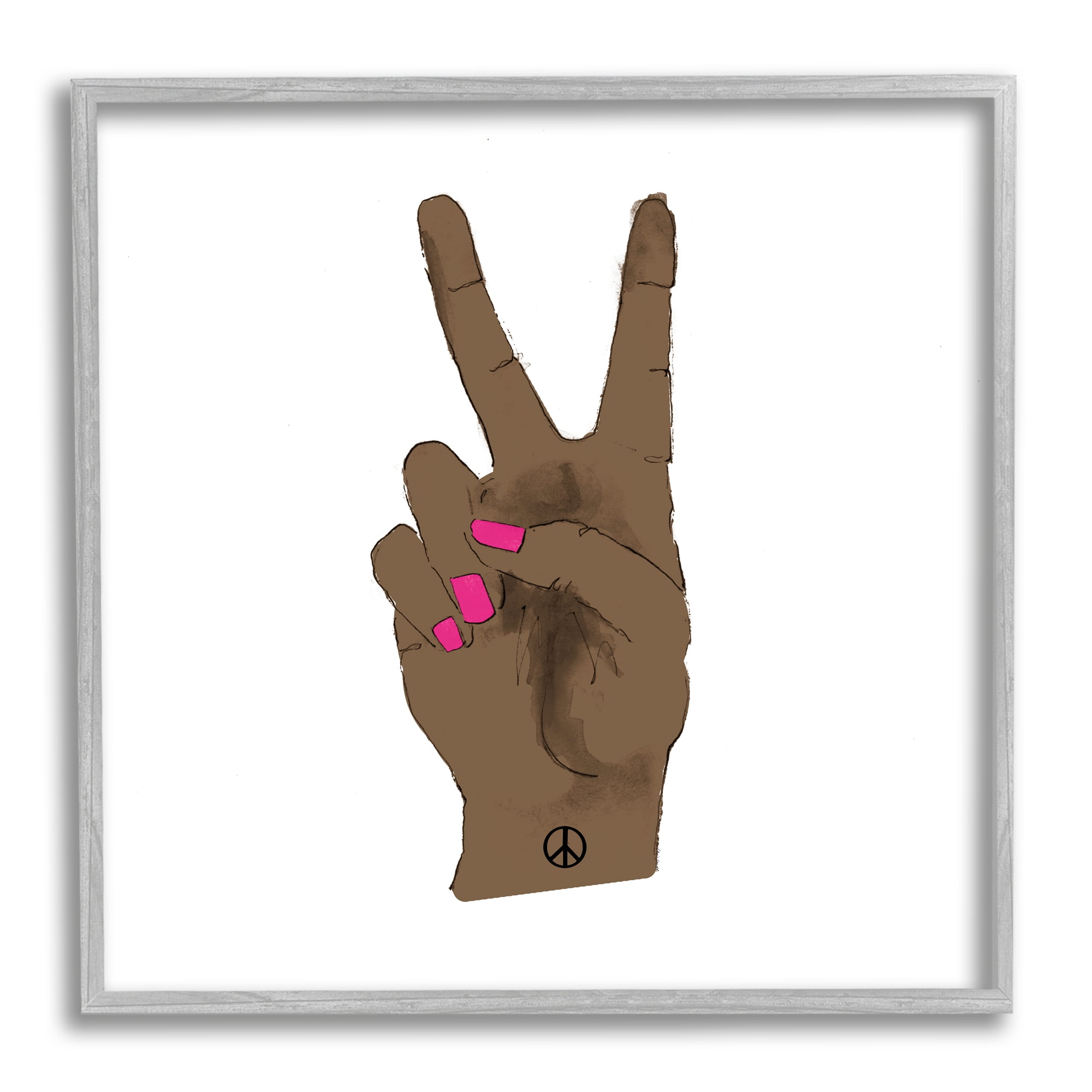 Lanie Loreth African American Womans Hand Peace Sign Pink Nails 12 in x ...