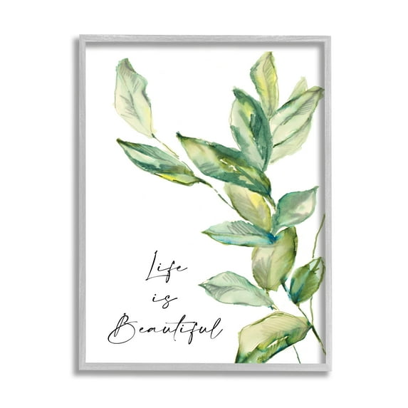 Lanie Loreth Life Is Beautiful Botanical Leaf Sprout Simplistic Painting 16" x 20" Framed Painting Art Print, by Stupell Home Décor