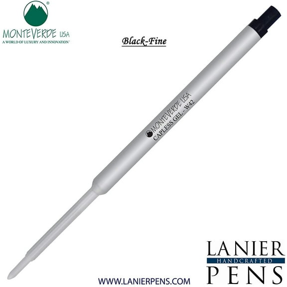 Lanier Combo Pack - 1 Pack - Monteverde Capless Ballpoint W42 Gel Ink Refill Compatible with most Waterman Style Ballpoint Pens - Black (Fine Tip 0.6mm)
