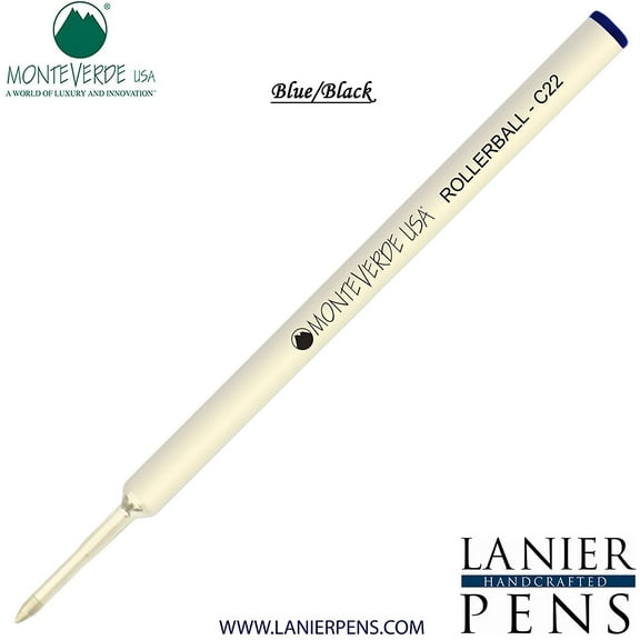 Lanier Combo Pack - 1 Pack - Monteverde Rollerball C22 Paste Ink Refill Compatible with most Cross Style Rollerball Pens - BlueBlack (Fine Tip 0.6mm)