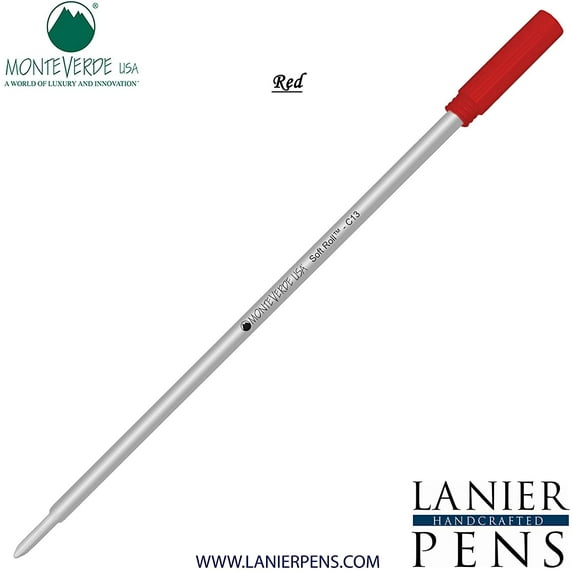 Lanier Combo Pack - 1 Pack - Monteverde Soft Roll Ballpoint C13 Paste Ink Refill Compatible with most Cross Style Ballpoint Pens - Red (Medium Tip 0.7mm)
