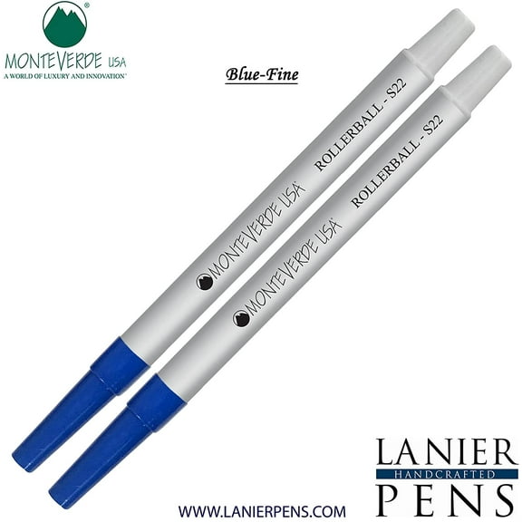 Lanier Combo Pack - 2 Pack - Monteverde Rollerball S22 Paste Ink Refill Compatible with most Sheaffer Style Rollerball Pens - Blue (Fine Tip 0.6mm)