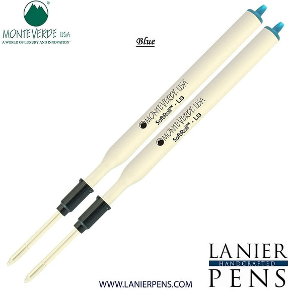 Lanier Combo Pack - 2 Pack - Monteverde Soft Roll Ballpoint L13 Paste Ink Refill Compatible with most Lamy Style Ballpoint Pens - Blue (Medium Tip 0.7mm)
