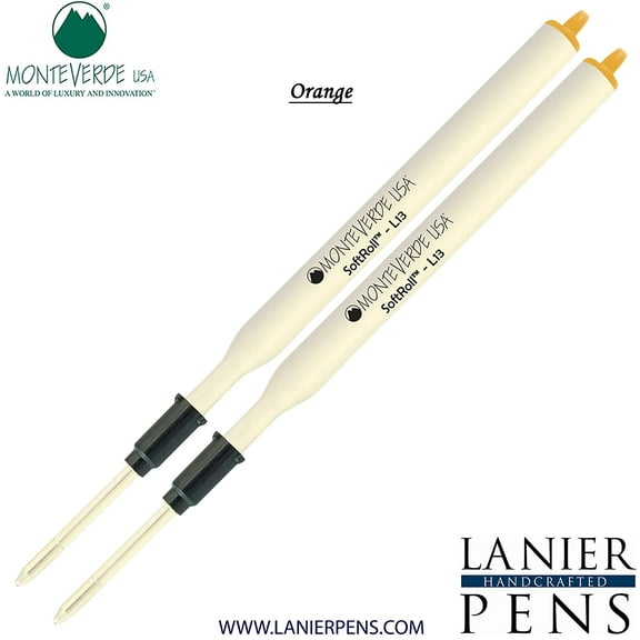 Lanier Combo Pack - 2 Pack - Monteverde Soft Roll Ballpoint L13 Paste Ink Refill Compatible with most Lamy Style Ballpoint Pens - Orange (Medium Tip 0.7mm)