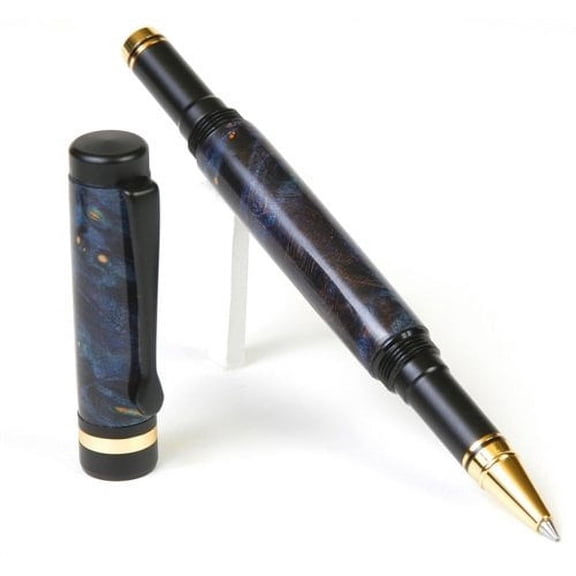 Lanier Pens - Classic Rollerball Pen - Black Enamel Plating - Blue Box Elder