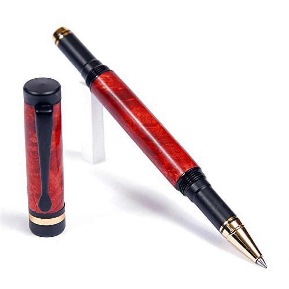 Lanier Pens - Classic Rollerball Pen - Black Enamel Plating - Red Box Elder
