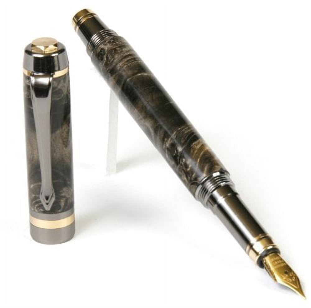 Lanier Pens - Elite Fountain Pen - Gun Metal - Buckeye Burl