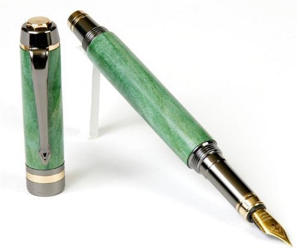 Lanier Pens - Elite Fountain Pen - Gun Metal - Green Box Elder