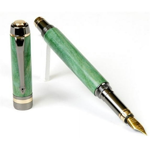 Lanier Pens - Elite Fountain Pen - Gun Metal - Green Box Elder