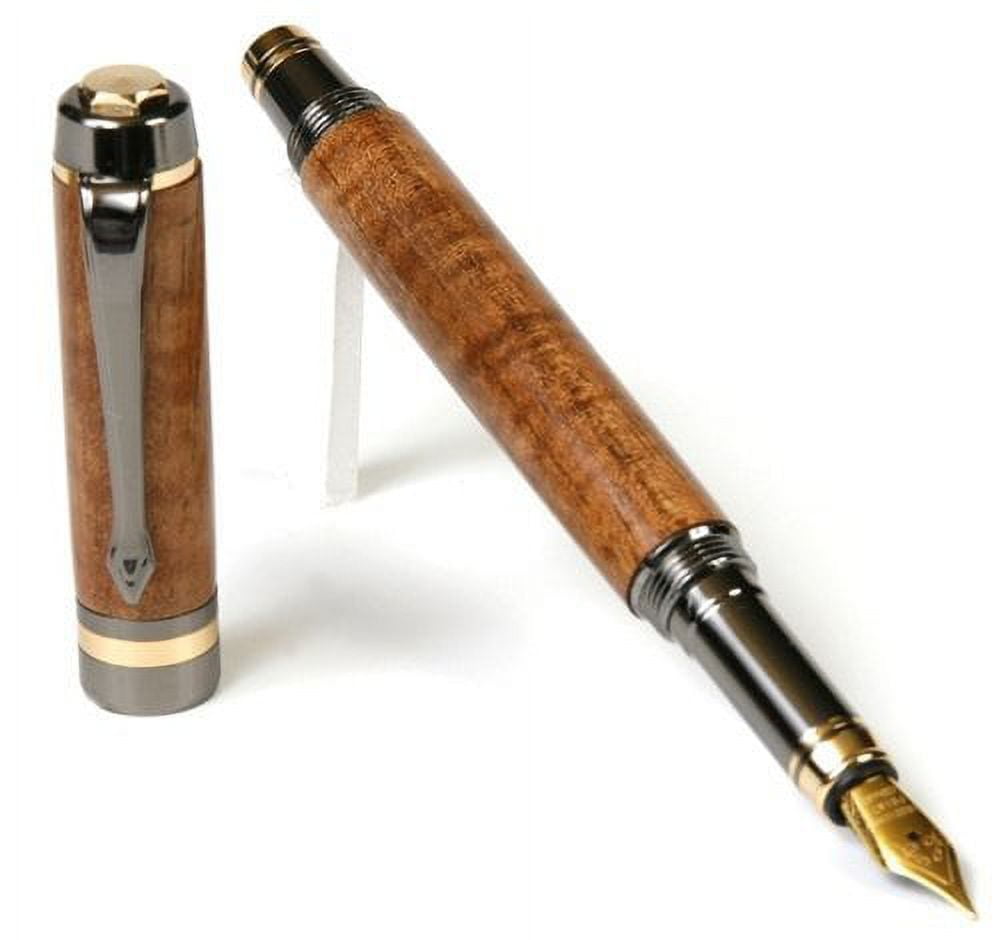 Lanier Pens - Elite Fountain Pen - Gun Metal - Hawaiian Koa