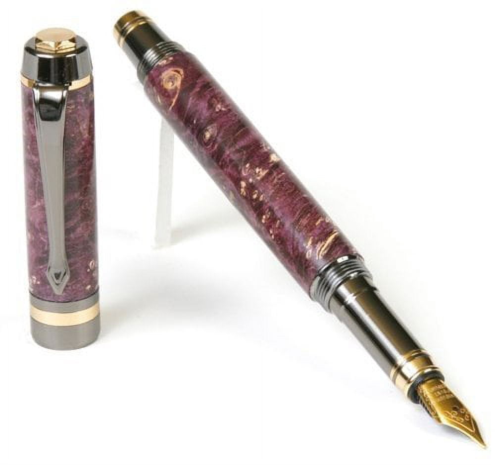 Lanier Pens - Elite Fountain Pen - Gun Metal - Purple Box Elder