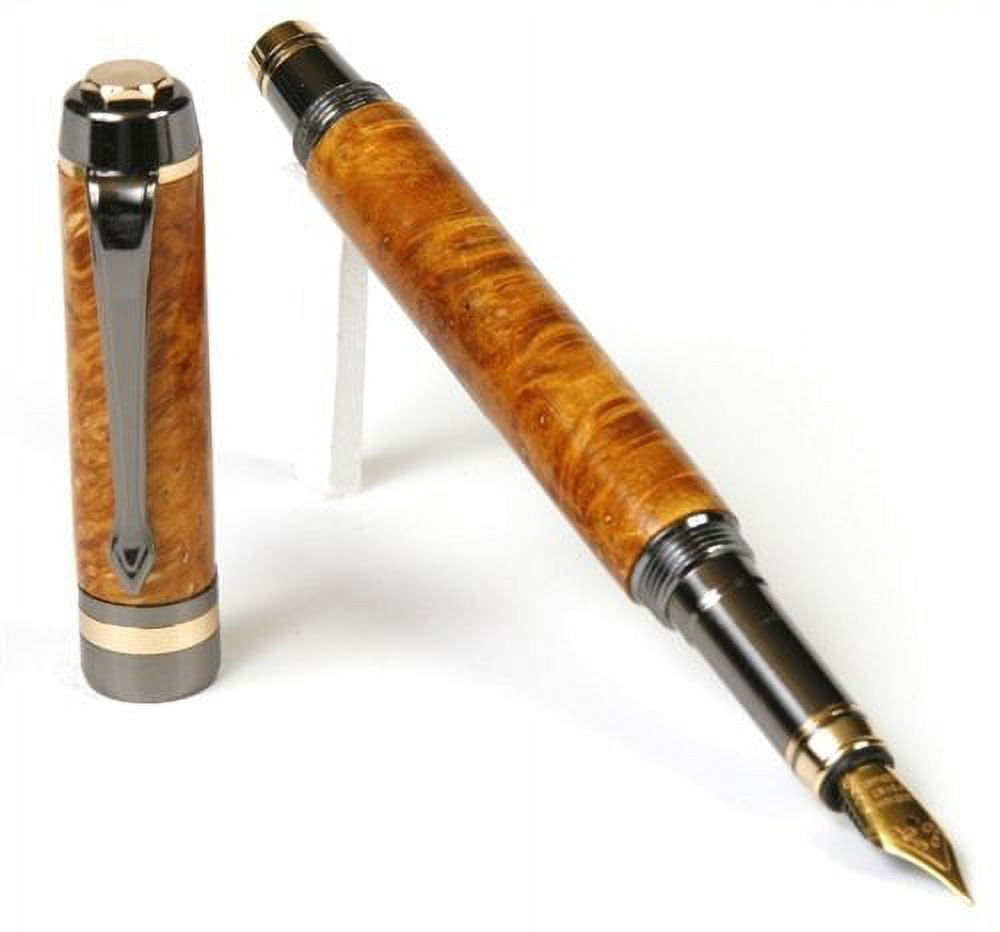 Lanier Pens - Elite Fountain Pen - Gun Metal - Yellow Box Elder