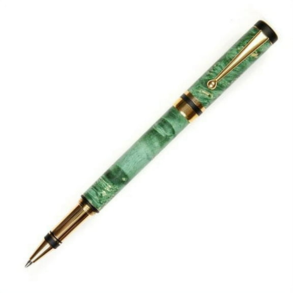 Lanier Pens - Elite Rollerball Pen - 24kt Gold Plating- Green Box Elder