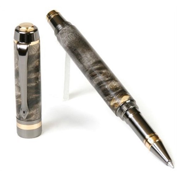 Lanier Pens - Elite Rollerball Pen - Gun Metal Plating- Buckeye Burl