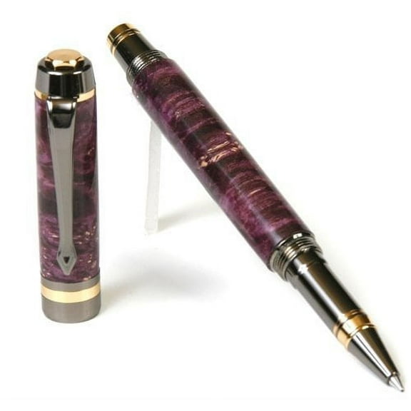 Lanier Pens - Elite Rollerball Pen - Gun Metal Plating- Purple Box Elder