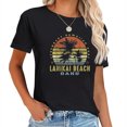 thumbnail image 1 of Lanikai Beach Oahu Retro Palm Sunset - Beach Gift Fashionable Women's Graphic Tee with Unique Print, Comfortable Short Sleeve Top, 1 of 5