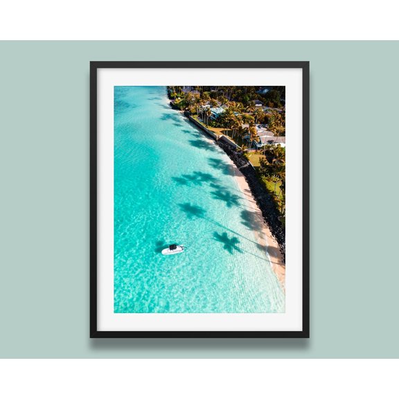 Lanikai Beach Print Palm Trees Turquoise Ocean Oahu Hawaii Home Decor Office Wall Art