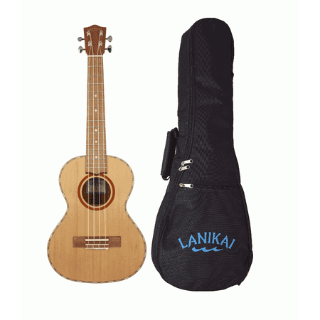 Lanikai CDST-T Solid Cedar Top Satin Finish Tenor Ukulele with Padded Gig Bag