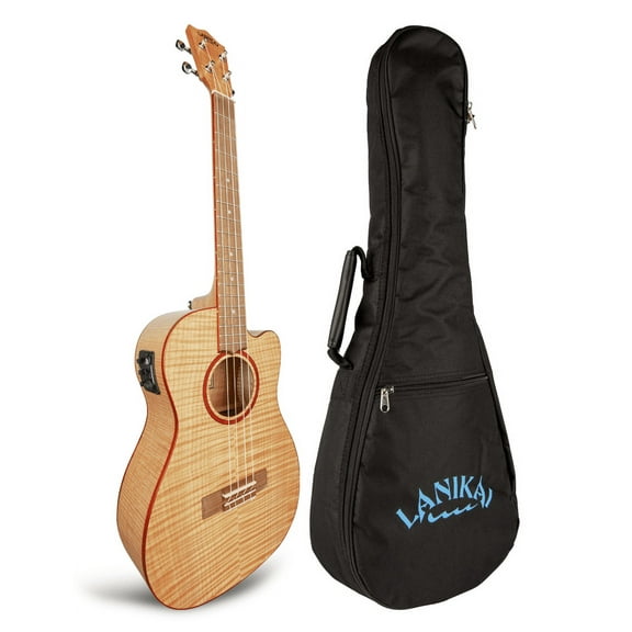 Lanikai FM-CEB Flame Maple Cutaway Acoustic Electric Baritone Ukulele with Bag