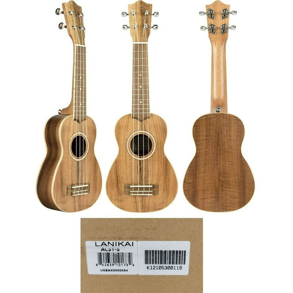 Lanikai Model ACST-S Soprano Size Solid Acacia Top Ukulele with Deluxe Gig Bag