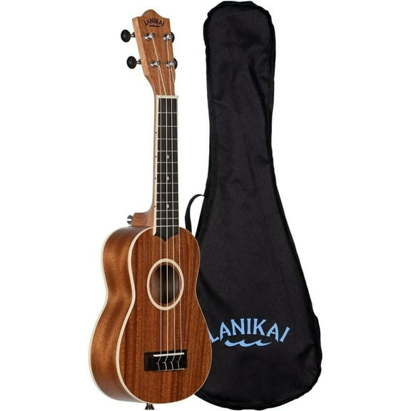 Lanikai Model LU21-S Soprano Size Acoustic Ukulele with Gig Bag, Okoume Wood