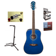 Oscar Schmidt OG1TBL 3/4 Size Blue Finish Acoustic Guitar PLAYER PACK Bundle