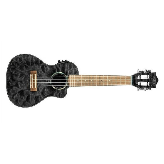 Lanikai QM-BKCEC Quilted Maple Black Stain Concert Acoustic-Electric Ukulele