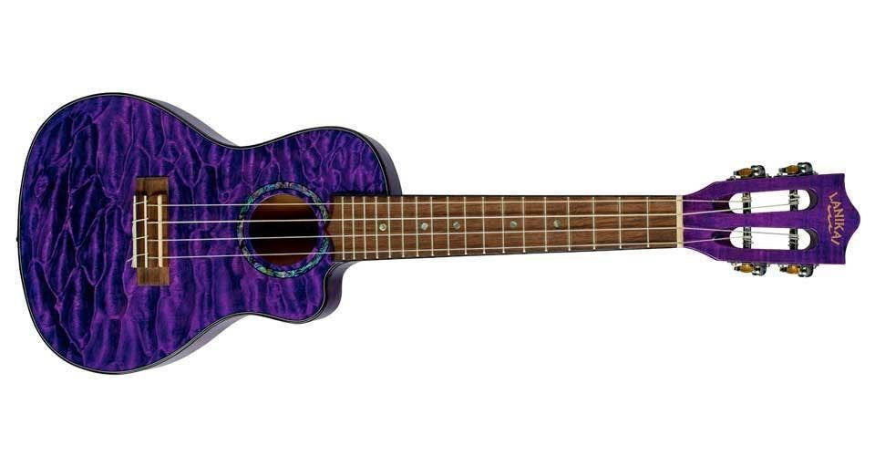 Lanikai QM-PUCEC Quilted Maple Purple Stain Concert Acoustic-Electric Ukulele
