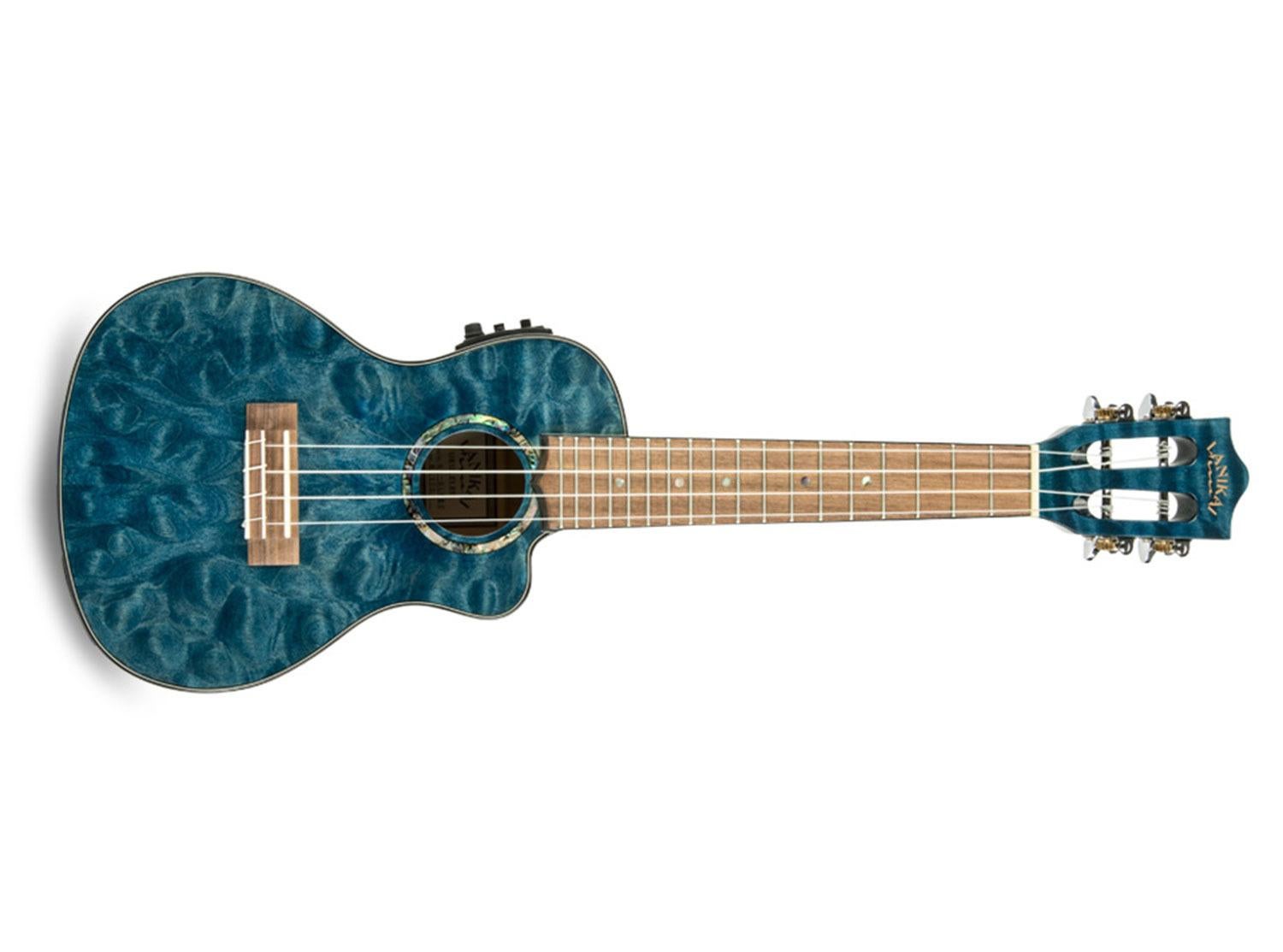 Lanikai Quilted Maple Blue Stain Concert with Kula Preamp A/E Ukulele