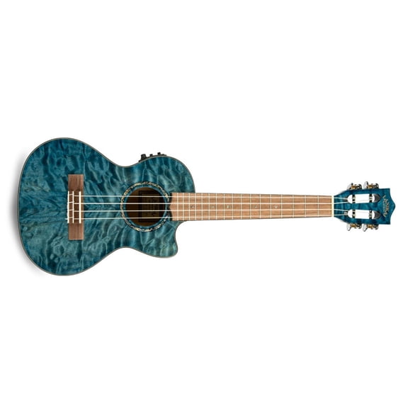 Lanikai Quilted Maple Blue stain Tenor with Kula Preamp A/E Ukulele