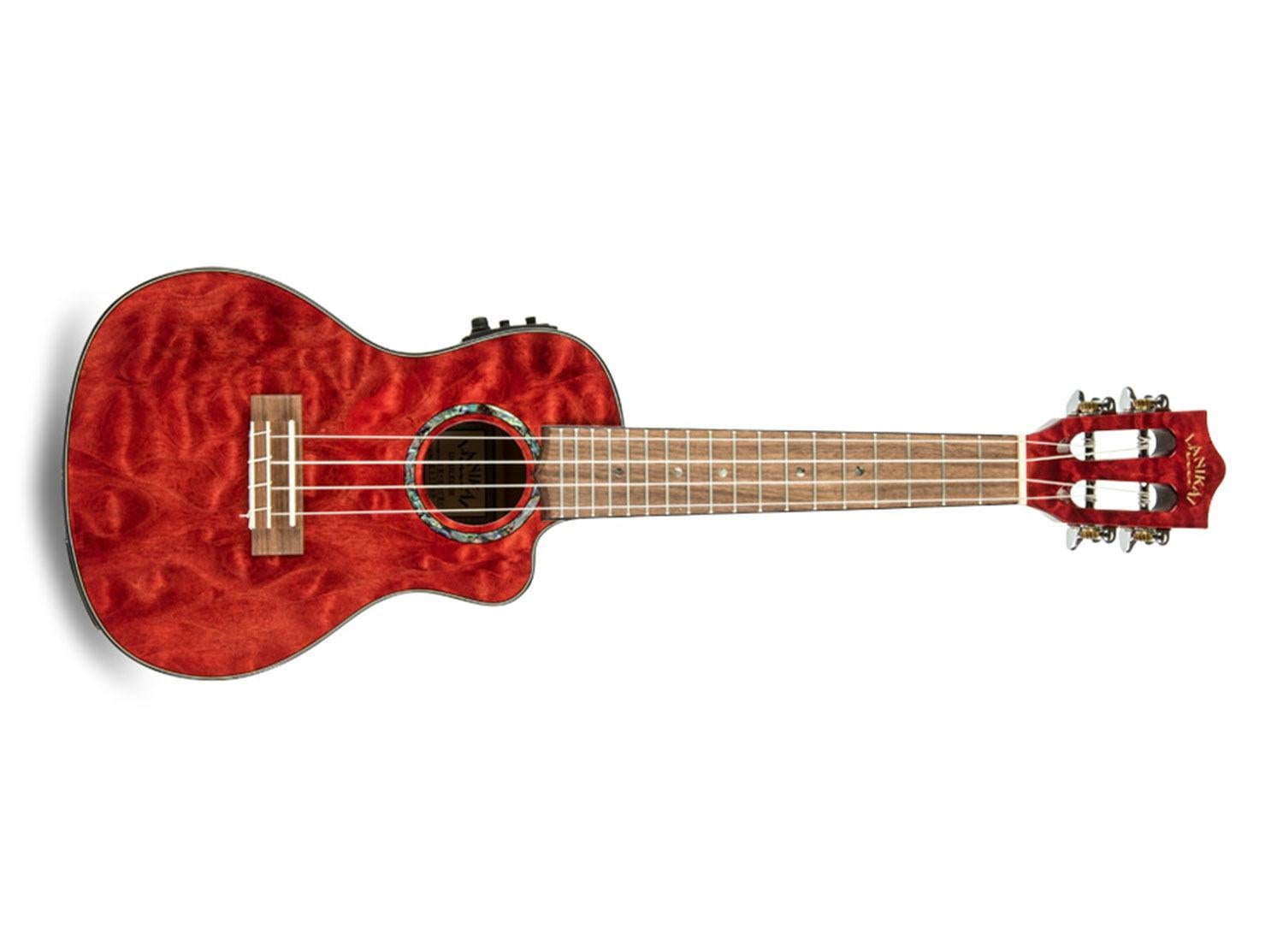 Lanikai Quilted Maple Red Stain Concert with Kula Preamp A/E Ukulele