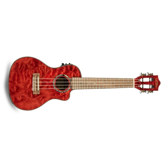 Lanikai Quilted Maple Red Stain Concert with Kula Preamp A/E Ukulele