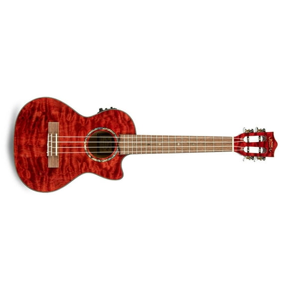 Lanikai Quilted Maple Red Stain Tenor with Kula Preamp A/E Ukulele