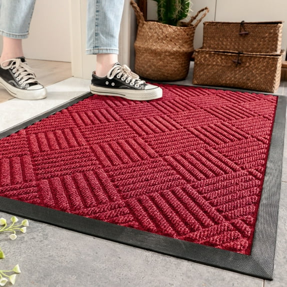 Lankey Door Mat Outdoor, Welcome Mats Outside, Large Front Door Mats, Doormat Indoor Entrance, Outdoor Mat, Anti-Slip Rubber Door Mats, Washable Entryway Rug