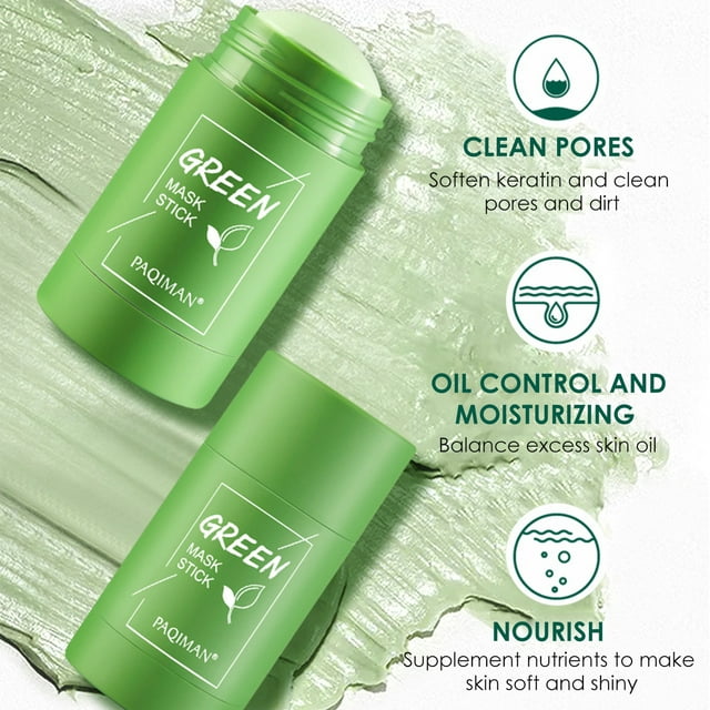 Lankey Green Tea Purifying Clay Stick Mask, Deep Cleansing Moisturizing Anti Acne,Acne Clearing, Blackhead Remover, Improve Texture of The Skin, Regulate Skin Secretion