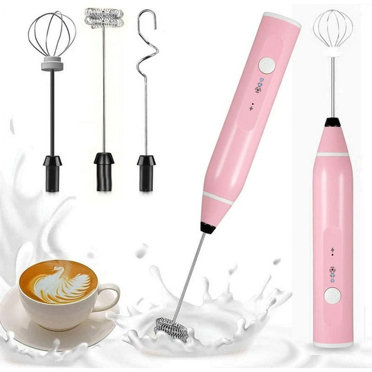 Lankey Milk Frother Handheld, Rechargeable Whisk Drink Mixer for Coffee with Art Stencils, Coffee Mixer for Cappuccino, Hot Chocolate Match, Frappe