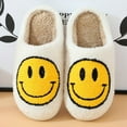 thumbnail image 1 of Lankey Smiley Face Slippers for Women Men Anti-Slip Soft Plush Comfy Indoor Fuzzy Slippers Couple Style Home Shoes, 1 of 7
