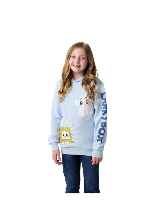 Lanky Box Boxy & Ghosty Boy's Light Blue Long Sleeve Hooded Sweatshirt-18