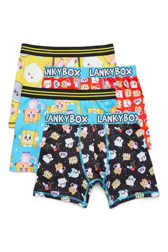 Lanky Box Boys Boxer Briefs Underwear, 4-Pack, Sizes XS-XL