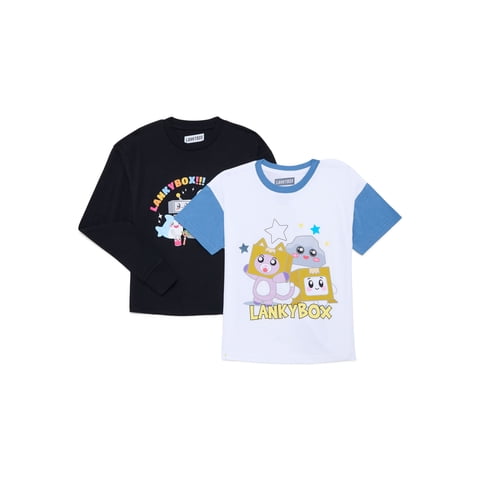 Lanky Box Boys Graphic Short Sleeve and Long Sleeve T-Shirts, 2-Pack, Sizes XS-2XL