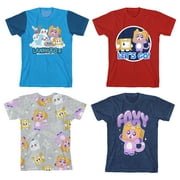 BIOWORLD Lanky Box Rainbow Character Art Boy's 4-Pack Crew Neck Short Sleeve T-shirt Set 6/7 (S)