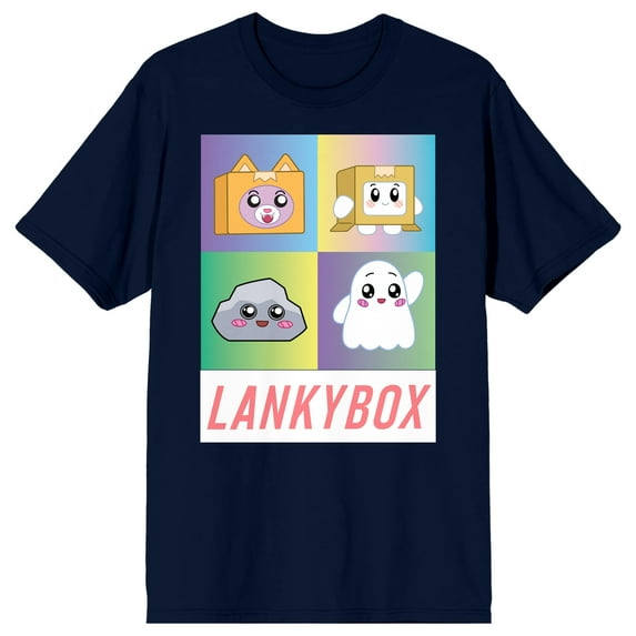 LankyBox Character Charms Crew Neck Short Sleeve Navy Women's T-shirt-XL