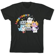 LankyBox Characters Having Fun Crew Neck Short Sleeve Boy's Black T-shirt-Medium