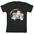 thumbnail image 1 of LankyBox Characters Having Fun Crew Neck Short Sleeve Boy's Black T-shirt-XS, 1 of 7
